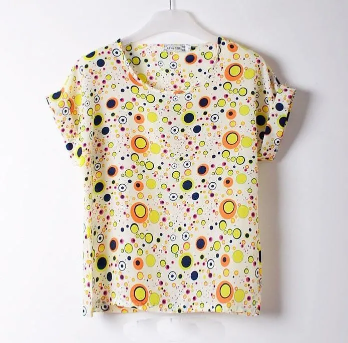 Women Blouses Shirts Chiffon Plus Size Top Tee Short Shirt Woman Clothing Tops Shirt Floral Fashion