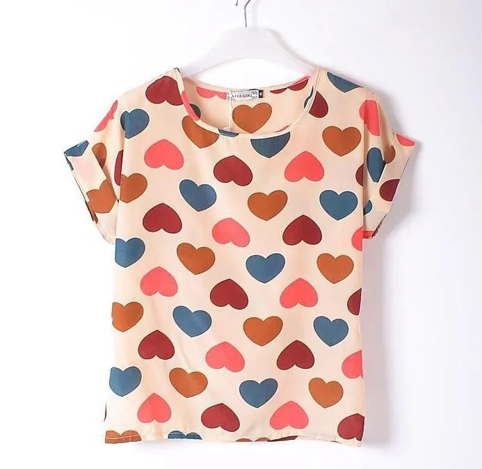Women Blouses Shirts Chiffon Plus Size Top Tee Short Shirt Woman Clothing Tops Shirt Floral Fashion