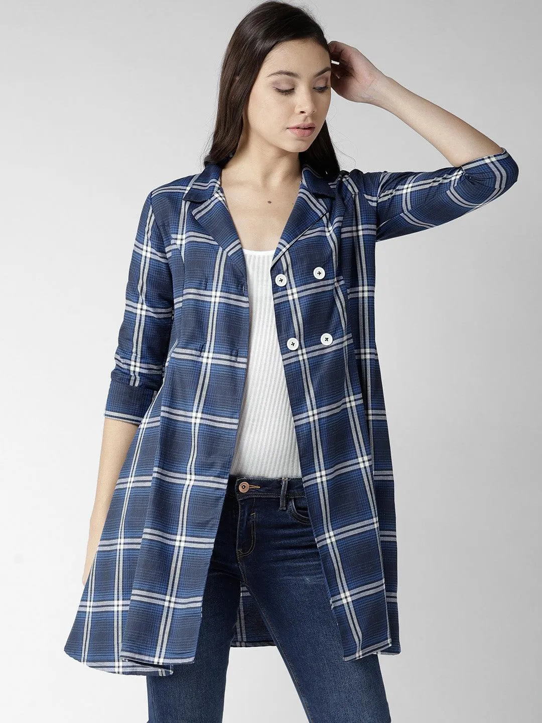Women Maroon Solid Longline Tailored Jacket
