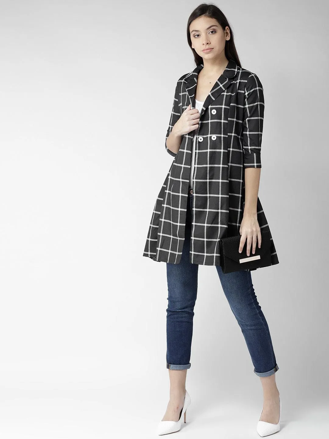 Women Maroon Solid Longline Tailored Jacket