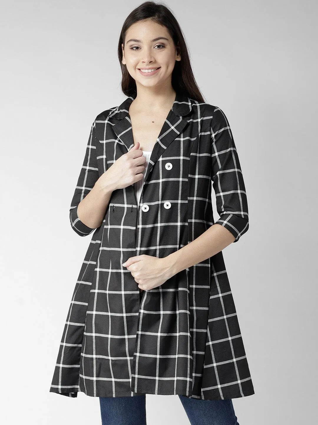 Women Maroon Solid Longline Tailored Jacket