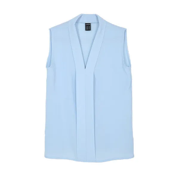Women plus size V neck summer blouses low cut sleeveless shirts European casual tops solid tee