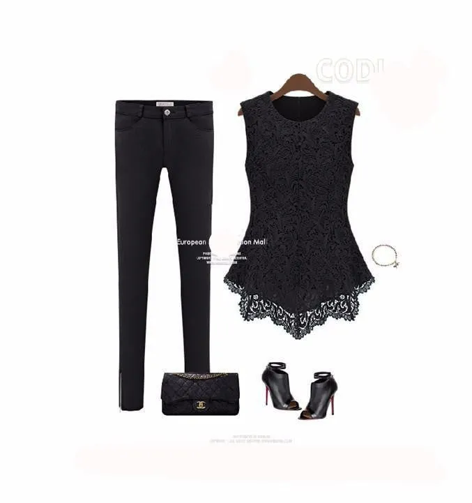Women White Lace Blouses Crochet Lace Tops Women Sleeveless Chiffon Shirts AWT0002