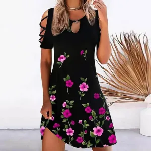 Women's Casual Printed Off Shoulder Print Dress