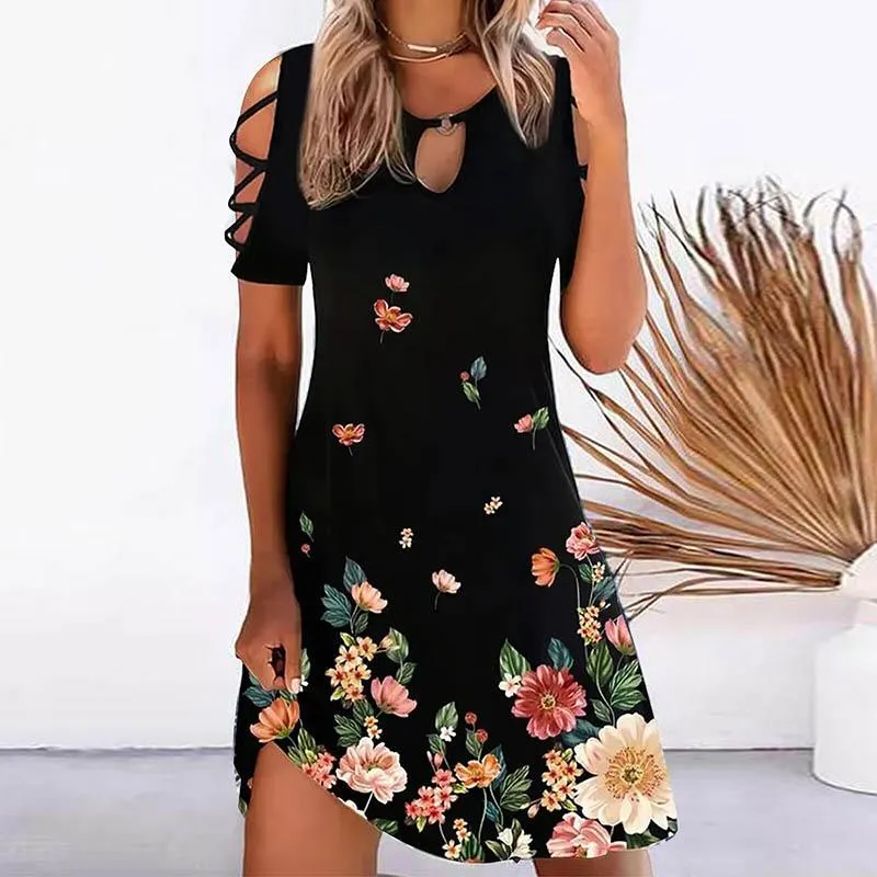 Women's Casual Printed Off Shoulder Print Dress