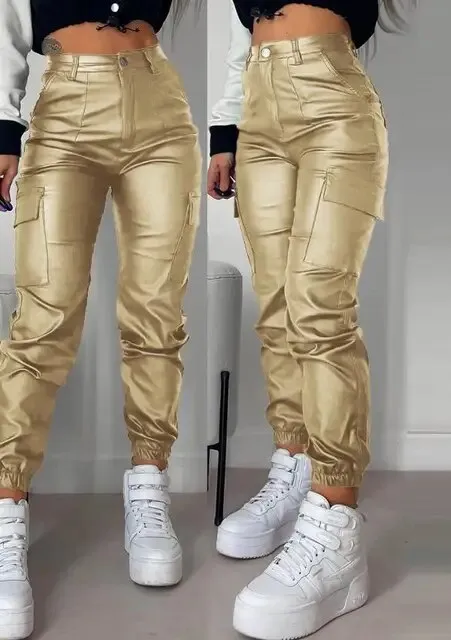 Women's Comfortable Vegan Leather Skinny Fit Trousers | Ideal for Autumn/Winter