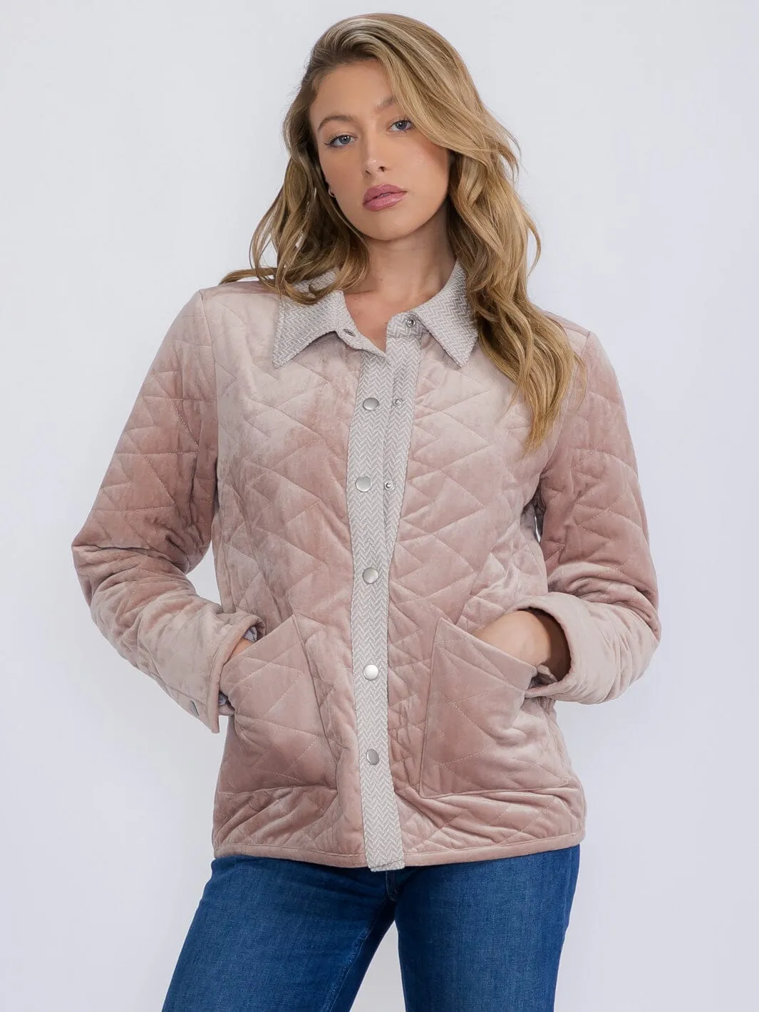 WOMEN'S LONG SLEEVE BUTTON CLOSURE FRONT POCKETS PADDED JACKET