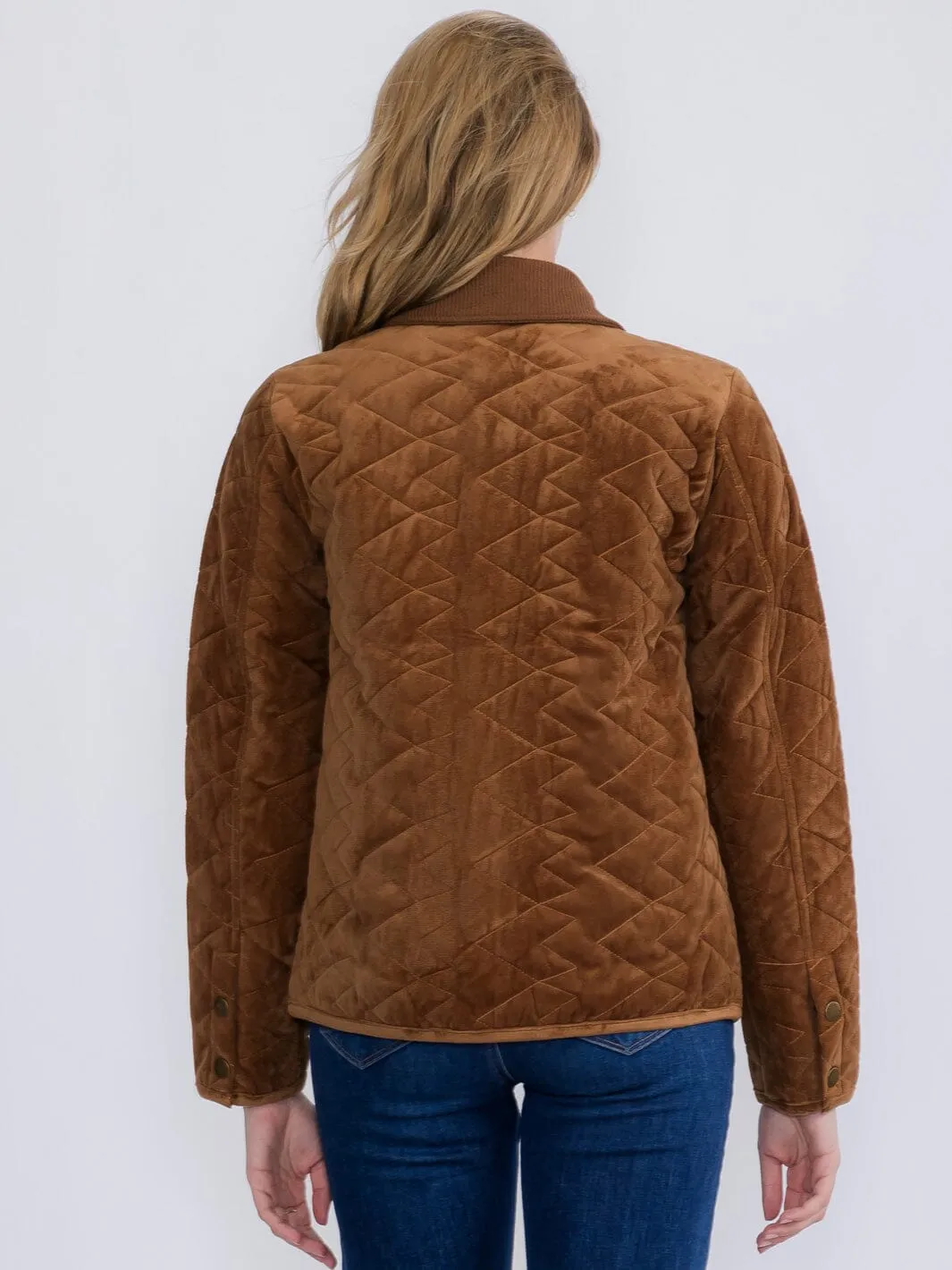 WOMEN'S LONG SLEEVE BUTTON CLOSURE FRONT POCKETS PADDED JACKET