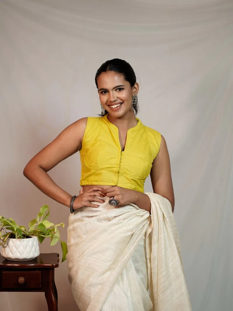 YELLOW SLEEVELESS COTTON PADDED BLOUSE