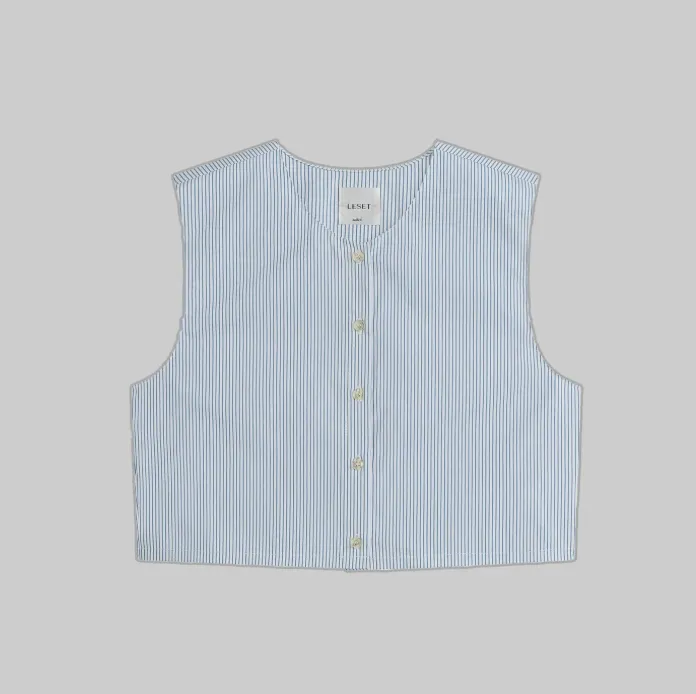 Yoshi Crewneck Vest in Seaside Stripe