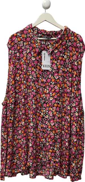 Yours Multicoloured Curve Pink Floral Print Sleeveless Blouse UK 38/40
