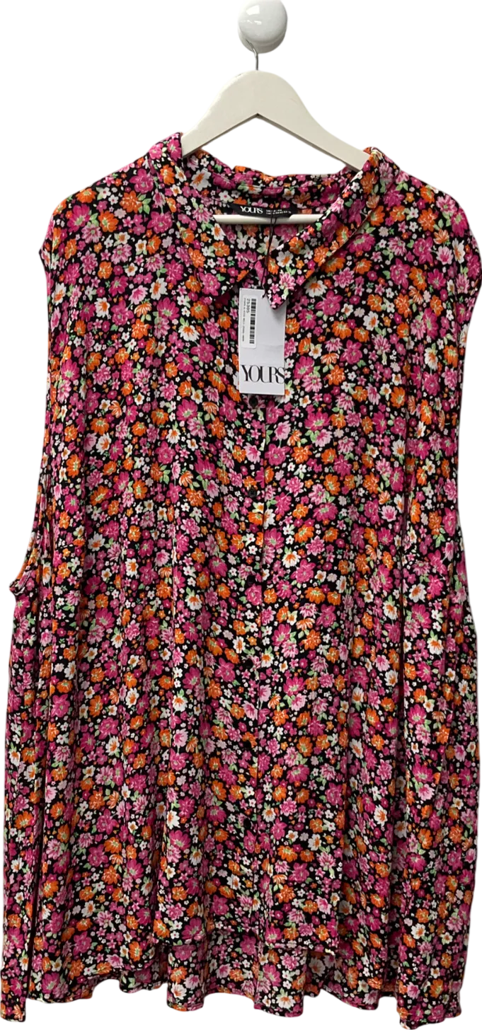 Yours Multicoloured Curve Pink Floral Print Sleeveless Blouse UK 38/40