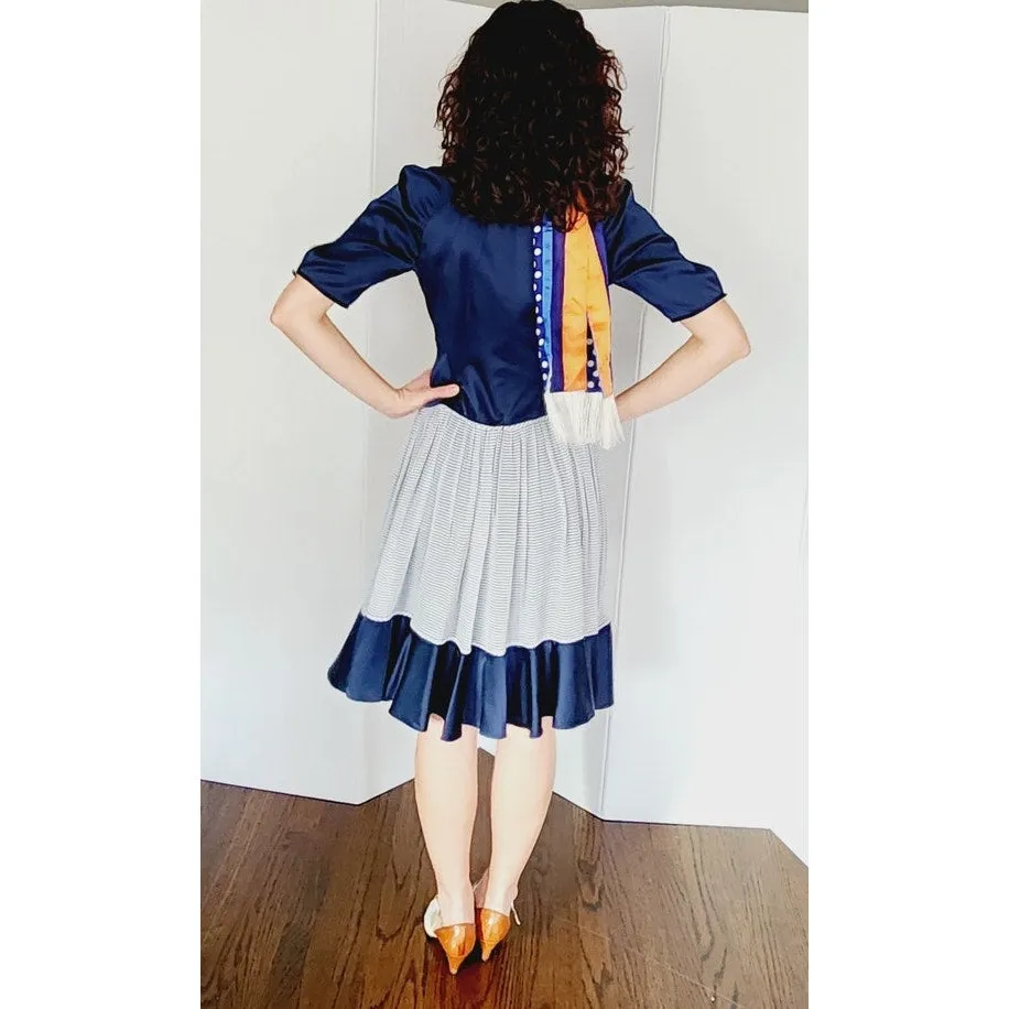 Zac Posen Resort 2007 Dress Navy Blue Stripe Retro Style