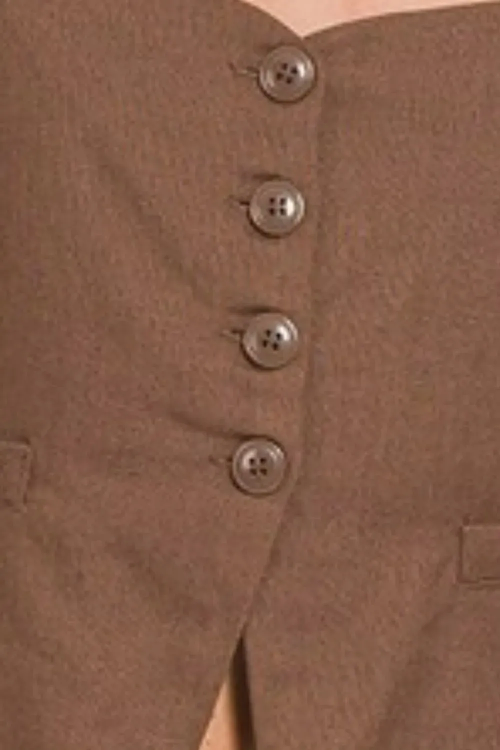 Zenana Linen Tie-back 4-button Vest with Lining